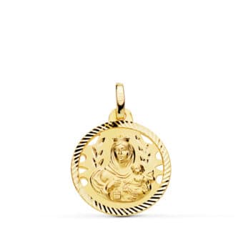 Medalla Virgen del Carmen 18 mm Oro 18K Hélice Calada