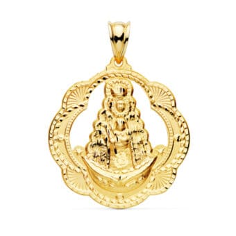 Medalla Virgen del Rocío Pandereta 35 x 33 mm Oro Amarillo 18K