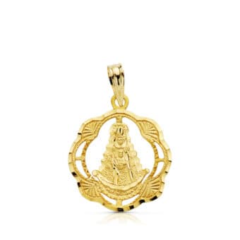 Medalla Virgen del Rocio Pandereta 20 x 17 mm Oro Amarillo 18K