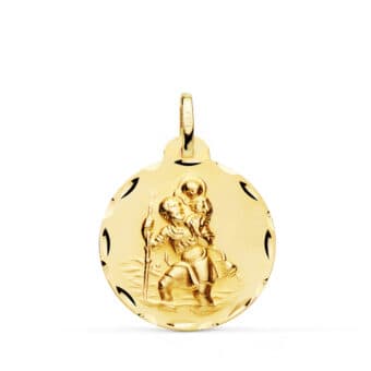 Medalla San Cristóbal 22 mm Oro Amarillo 18K con Tallas