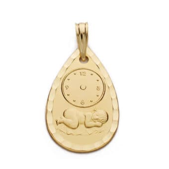 Medalla Bebé 22 x 14 Niño con Reloj Oro Amarillo 18 Quilates Gota
