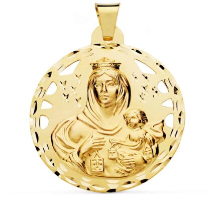 Medalla Virgen del Carmen 42 mm Oro 18K con Calada
