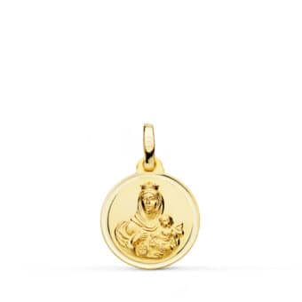 Medalla Virgen del Carmen 14 mm Oro 18K con Bisel