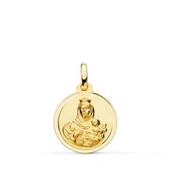 Medalla Virgen del Carmen 16 mm Oro 18K con Bisel