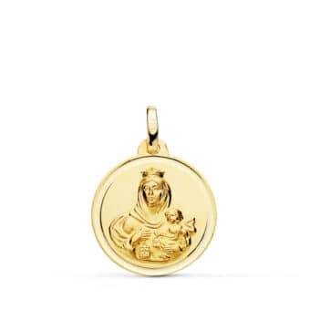 Medalla Virgen del Carmen 18 mm Oro 18K Bisel