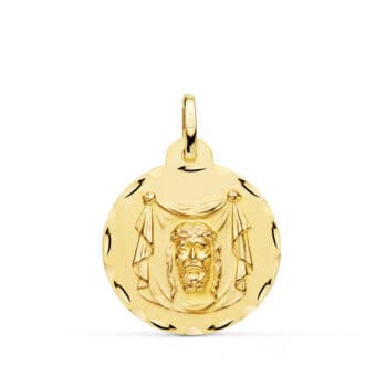 Medalla Santa Faz Tallada 22 mm Oro Amarillo 18 Quilates Tallas