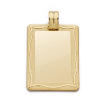 Colgante Chapa Grabación 28 x 20 mm Oro Amarillo 18K Marco