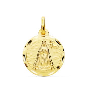 Medalla Virgen de Cotoca 18 mm Oro Amarillo 18K con Tallas
