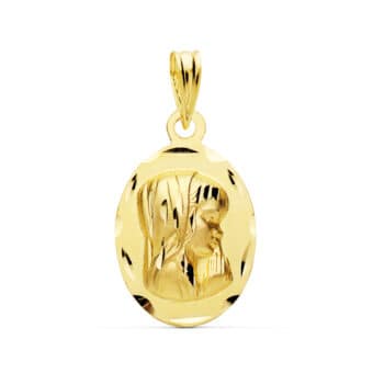 Medalla Virgen Niña 19 x 12 mm en Oro Amarillo 18 Quilates Lágrima