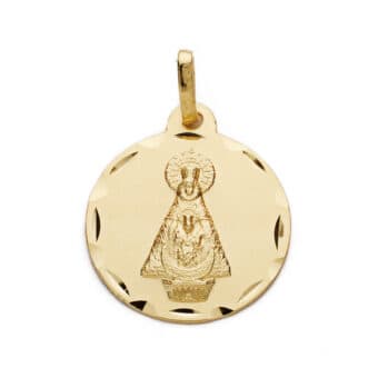 Medalla Virgen de Tiscar 22 mm Oro Amarillo 18K con Tallas