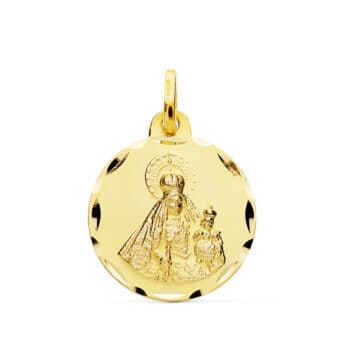 Medalla Virgen del Rosarío 18 mm Oro Amarillo 18K con Tallas