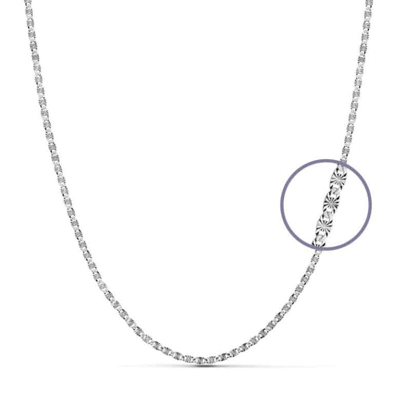 Cadena Diamantada Maciza de Oro Blanco 18K con 2 mm Grosor y 45 cm de Largo - Imagen 1
