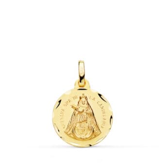 Medalla Virgen Candelaria 16 mm Oro Amarillo 18K con Tallas