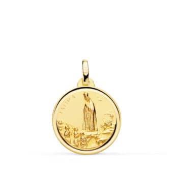 Medalla Virgen de Fátima 18 mm Oro Amarillo 18K Bisel