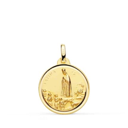 Medalla Virgen de Fátima 18 mm Oro Amarillo 18K Bisel