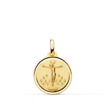 Medalla Cristo de la Laguna 18 mm Bisel Oro Amarillo 18K