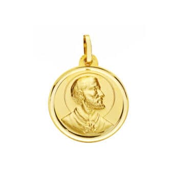 Medalla San Francisco Javier 18 mm Oro Amarillo 18K con Bisel