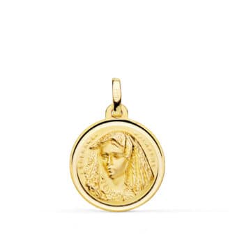 Medalla Virgen Macarena de 18 mm en Oro Amarillo 18K con Bisel