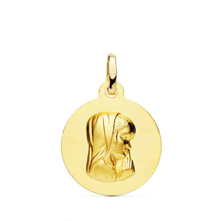 Medalla Virgen Niña 15 mm Oro Amarillo 18 Quilates - Imagen 1