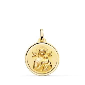 Medalla Virgen del Perpetuo Socorro 18 mm Oro Amarillo 18K con Bisel
