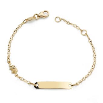 Pulsera Tipo Esclava Bebé 14 cm Oro Amarillo 18K con Silueta Elefante