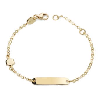 Pulsera Tipo Esclava Bebé 14 cm en Oro Amarillo 18K con Silueta Flor