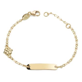 Pulsera Tipo Esclava Bebé 14 cm Oro Amarillo 18K con Flor