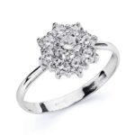 Anillo 13 x 10 mm Oro Blanco 18 Quilates Cuajo Circonitas