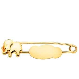 Alfiler Bebé 32 x 8 mm Oro Amarillo 18K con Elefante