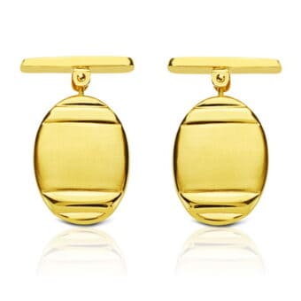 Gemelos Hombre Oro Amarillo 18K 18 x 13mm Bandas Mate Brillo