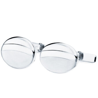 Gemelos Hombre Oro Blanco 18K Oval 18 x 13mm Mate Brillo