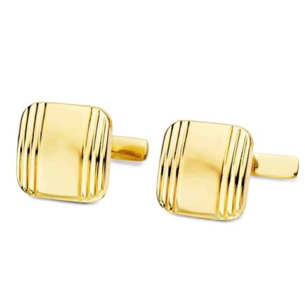 Gemelos Hombre Oro Amarillo 18K 14mm Linea Vertical