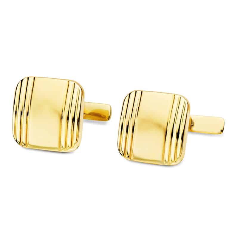 Gemelos Hombre Oro Amarillo 18K 14mm Linea Vertical - Imagen 1