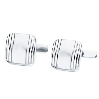 Gemelos Hombre Oro Blanco 18K 14mm Líneas Verticales