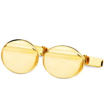 Gemelos Hombre Oro Amarillo 18K 18 x 13mm Banda Horizontal