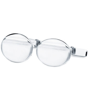 Gemelos Hombre Oro Blanco 18K 18 x 13mm Oval Banda Ondulada