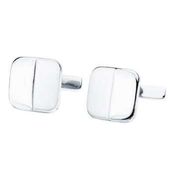 Gemelos Hombre Oro Blanco 18K Cuadrados 14mm Mate y Brillo