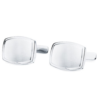 Gemelos Hombre Oro Blanco 18K 17 x 13mm Mate Borde Brillo