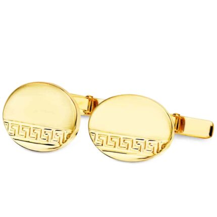 Gemelos Hombre Oro Amarillo 18K 18 x 13mm con Greca