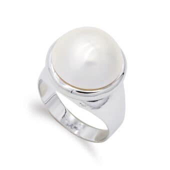 Anillo Oro Blanco 18 Quilates Perla Japonesa 14 - 16 mm