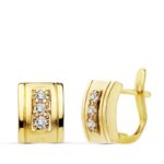 Pendientes 12 x 9 mm Oro Amarillo 18 Quilates Panel Cuadrado Circonitas