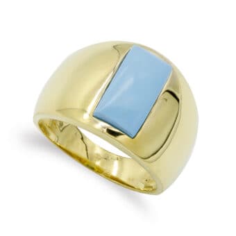 Anillo Oro Amarillo 18 Quilates Turquesa Natural