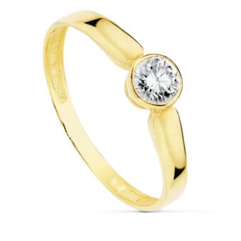 Solitario Compromiso Oro Amarillo 18K Circonita 4,5 mm