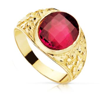 Sello Hombre 12 x 10 mm Oro Amarillo 18K Rubí Espinel