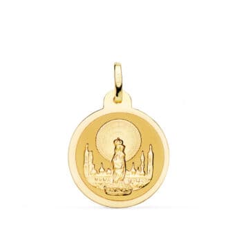 Medalla Virgen del Pilar 20 mm Oro Amarillo 18K Brillo