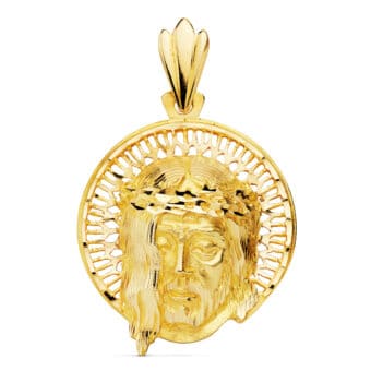 Colgante Cristo Cara Aureola 29 x 26 mm Oro Amarillo 18 Quilates