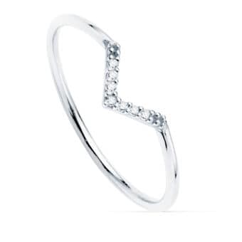 Anillo Diamantes 0,035ct Oro Blanco 18K Pico