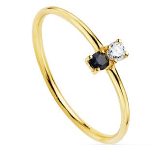 Anillo Diamantes 0,043ct Oro Amarillo 18K y Zafiro