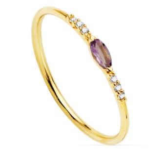 Anillo Diamantes 0,030ct Oro Amarillo 18K Amatista