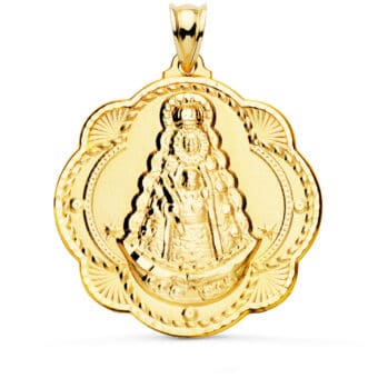 Medalla Virgen del Rocío Pandereta 40 x 36 mm Oro Amarillo 18K
